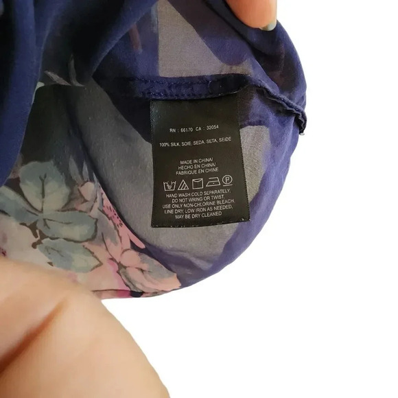 Anthropologie Leifsdottir Blouse Top Size 2 Navy Floral Cotati Chiffon 100% Silk - Picture 7 of 8